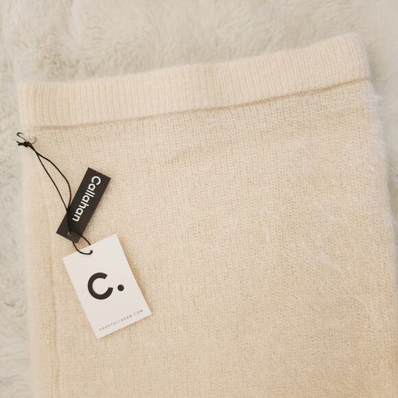 Callahan Revolve Genny Fuzzy Eyelash Knit Midi Skirt Cream White M Cozy - Picture 9 of 14